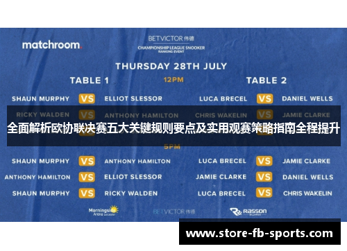全面解析欧协联决赛五大关键规则要点及实用观赛策略指南全程提升 全面解析欧协联决赛五大关键规则要点及实用观赛策略指南全程提升