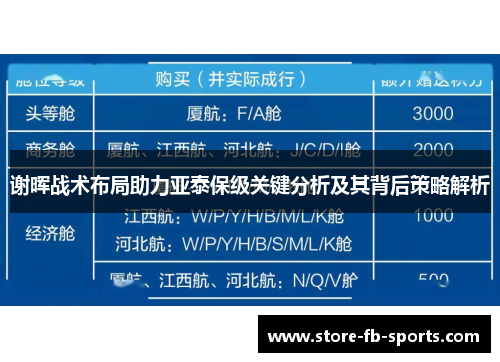 谢晖战术布局助力亚泰保级关键分析及其背后策略解析 谢晖战术布局助力亚泰保级关键分析及其背后策略解析